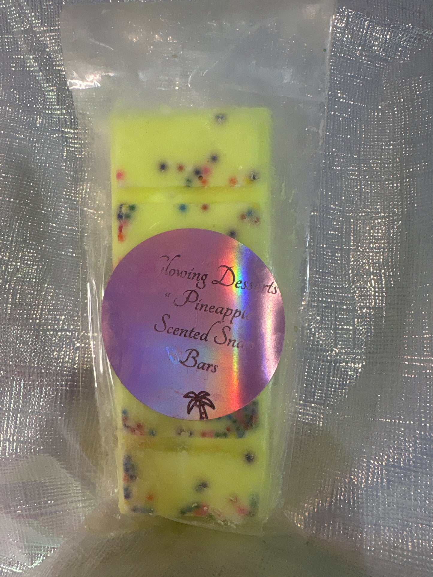 Pineapple scented snap bar wax melts with sprinkles