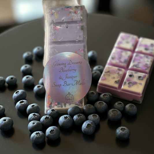 Blueberry and juniper scented snap bars, wax melts - Glowing Dessert Candles