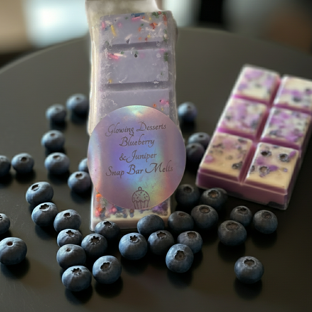 Blueberry and juniper scented snap bars, wax melts