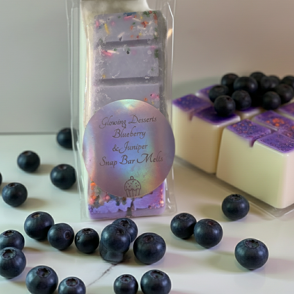 Blueberry and juniper scented snap bars, wax melts