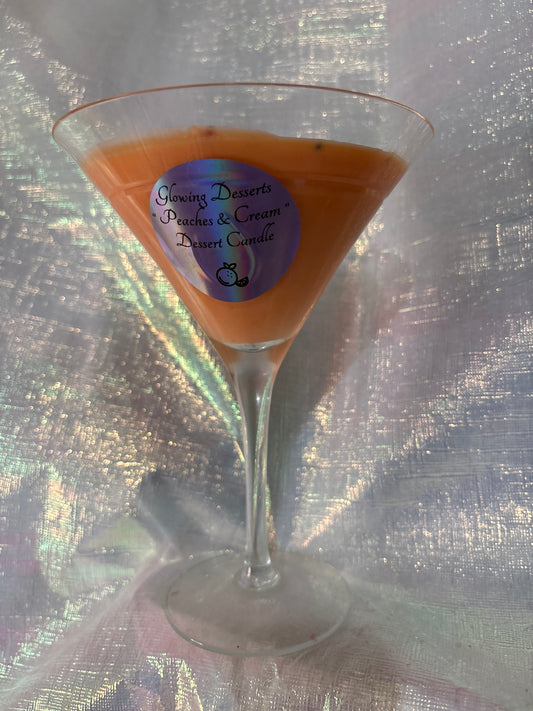Peaches & Cream Dessert Candle in Martini Glass