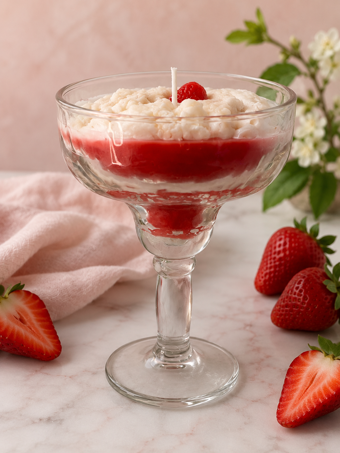 Strawberry Cheesecake Delight Dessert Candle