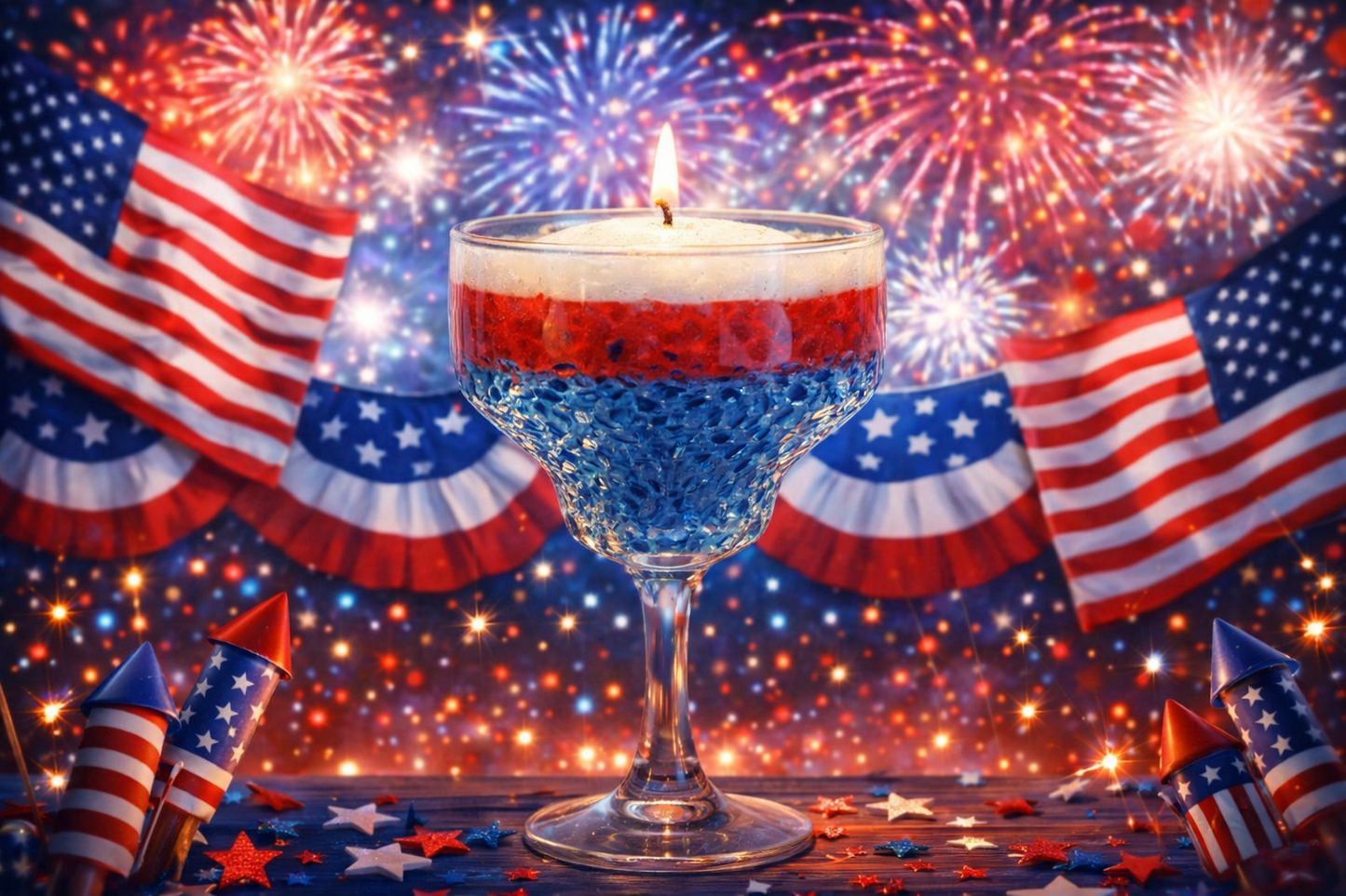 Cherry & Strawberry Scented 4 th of July Candle