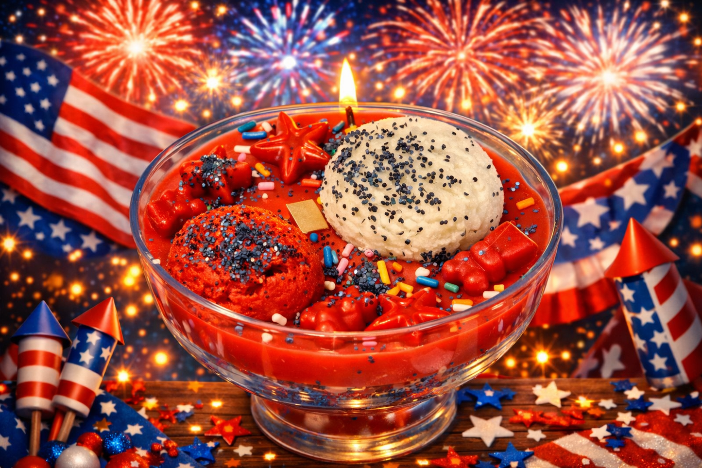Cherry & Strawberry Scented 4 th of July Candle