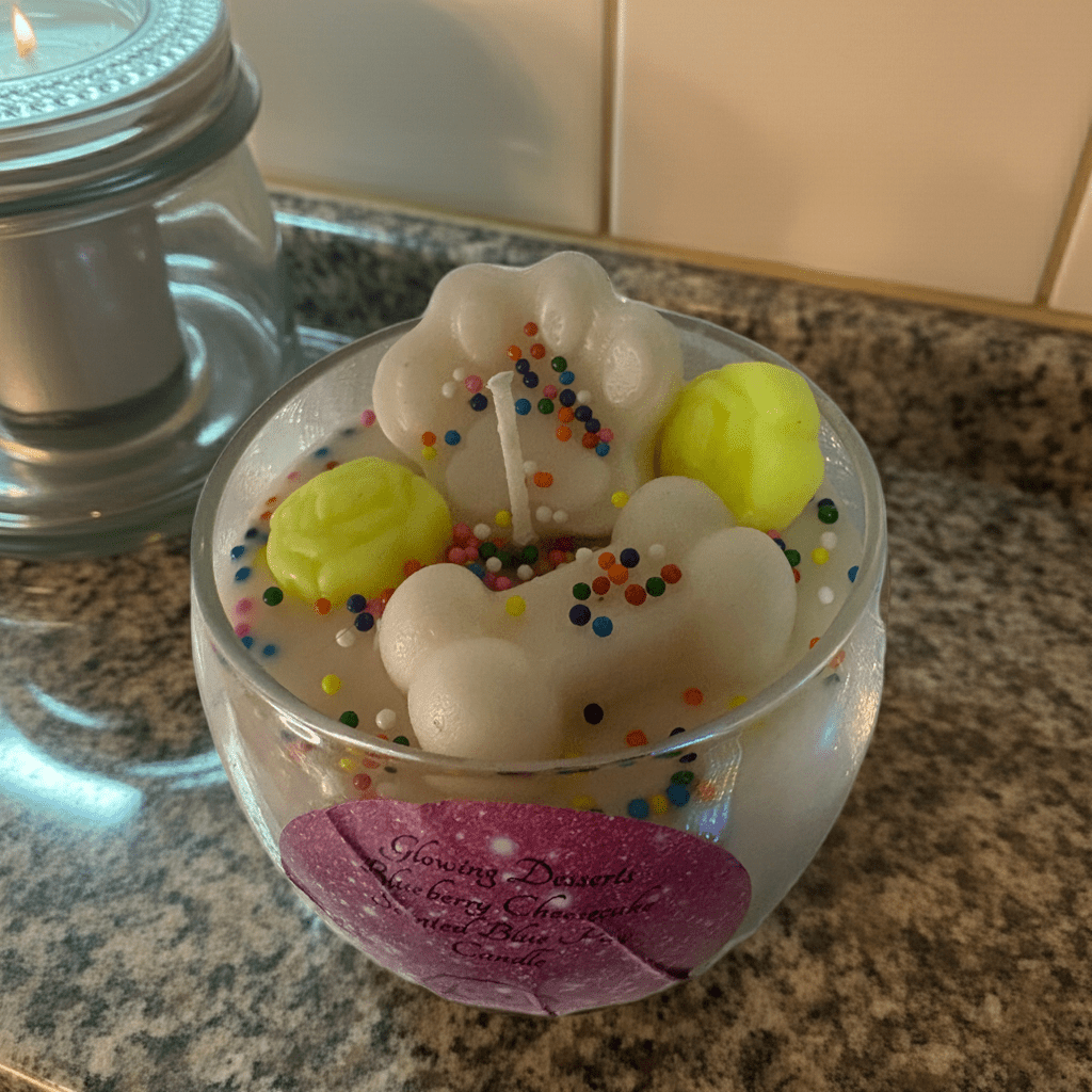 Blueberry Cheesecake Pet Paw Candle - Glowing Dessert Candles