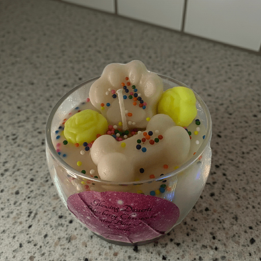 Blueberry Cheesecake Pet Paw Candle - Glowing Dessert Candles