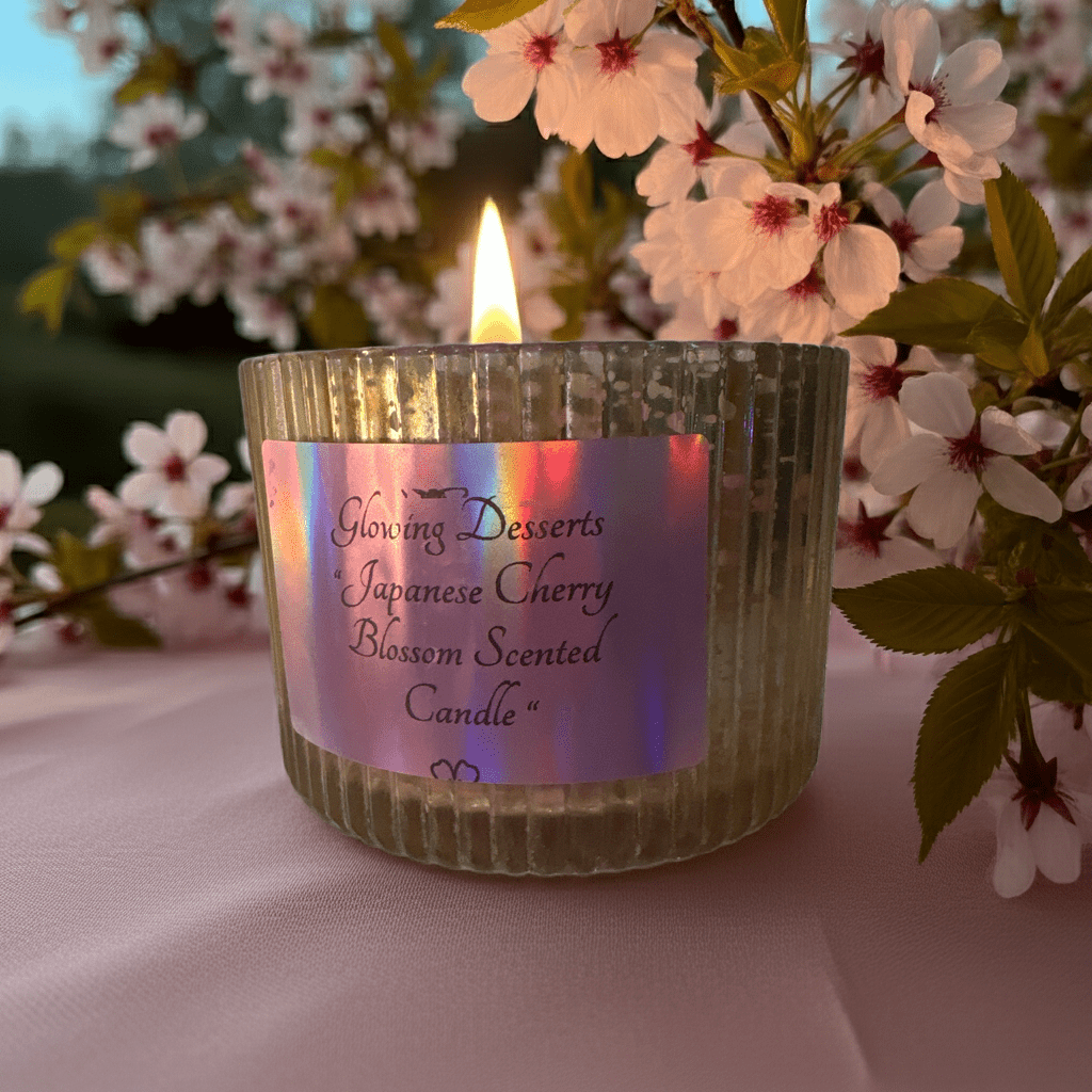 Japanese cherry blossom scented candle three wick - Glowing Dessert Candles