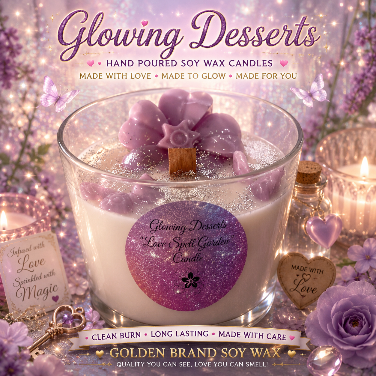 Love Spell Scented Candle - Glowing Dessert Candles