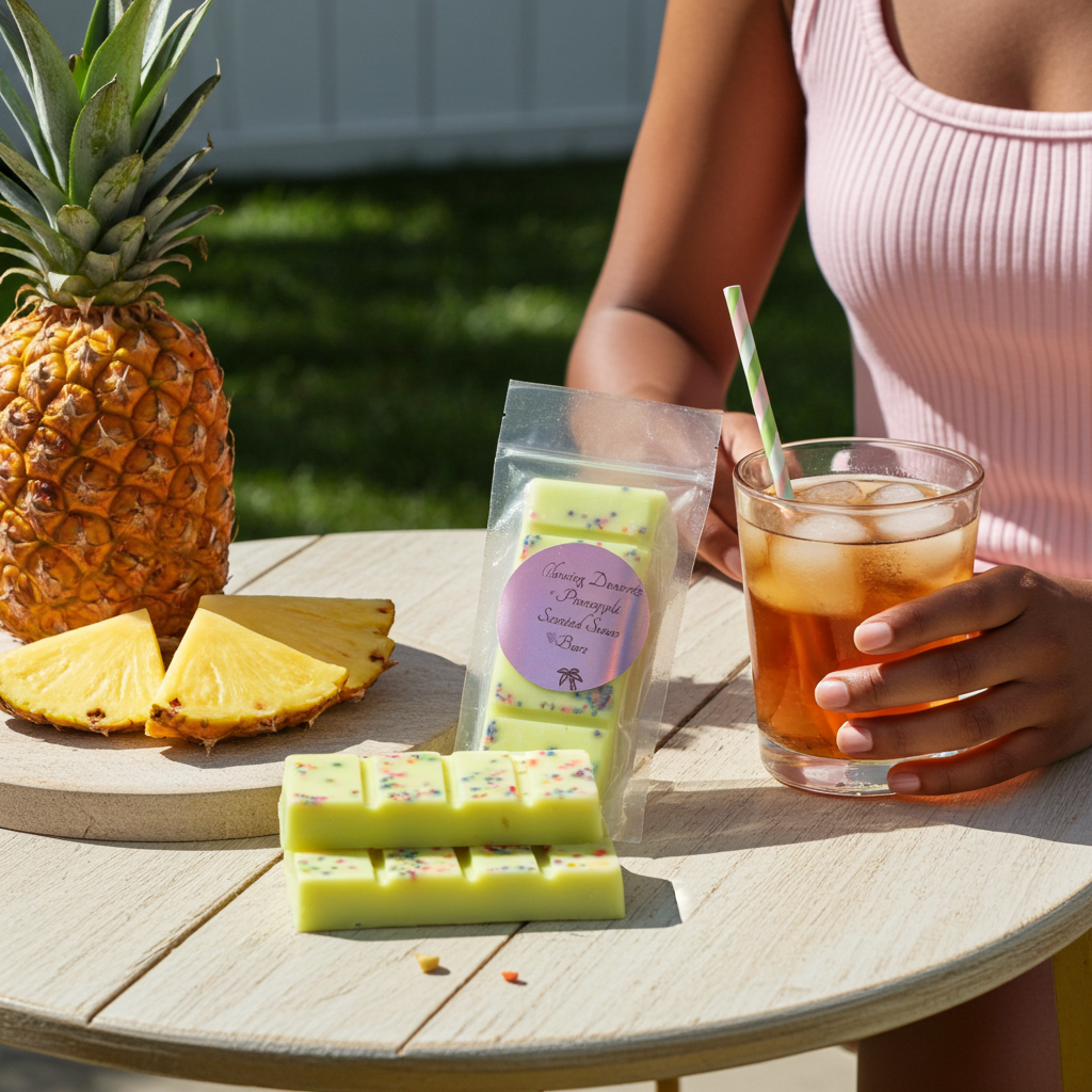 Pineapple scented snap bar wax melts with sprinkles