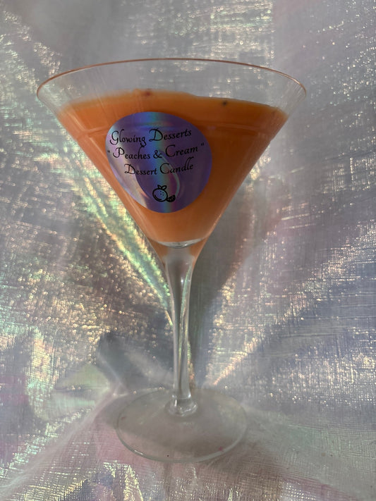 Peaches & Cream Dessert Candle in Martini Glass - Glowing Dessert Candles