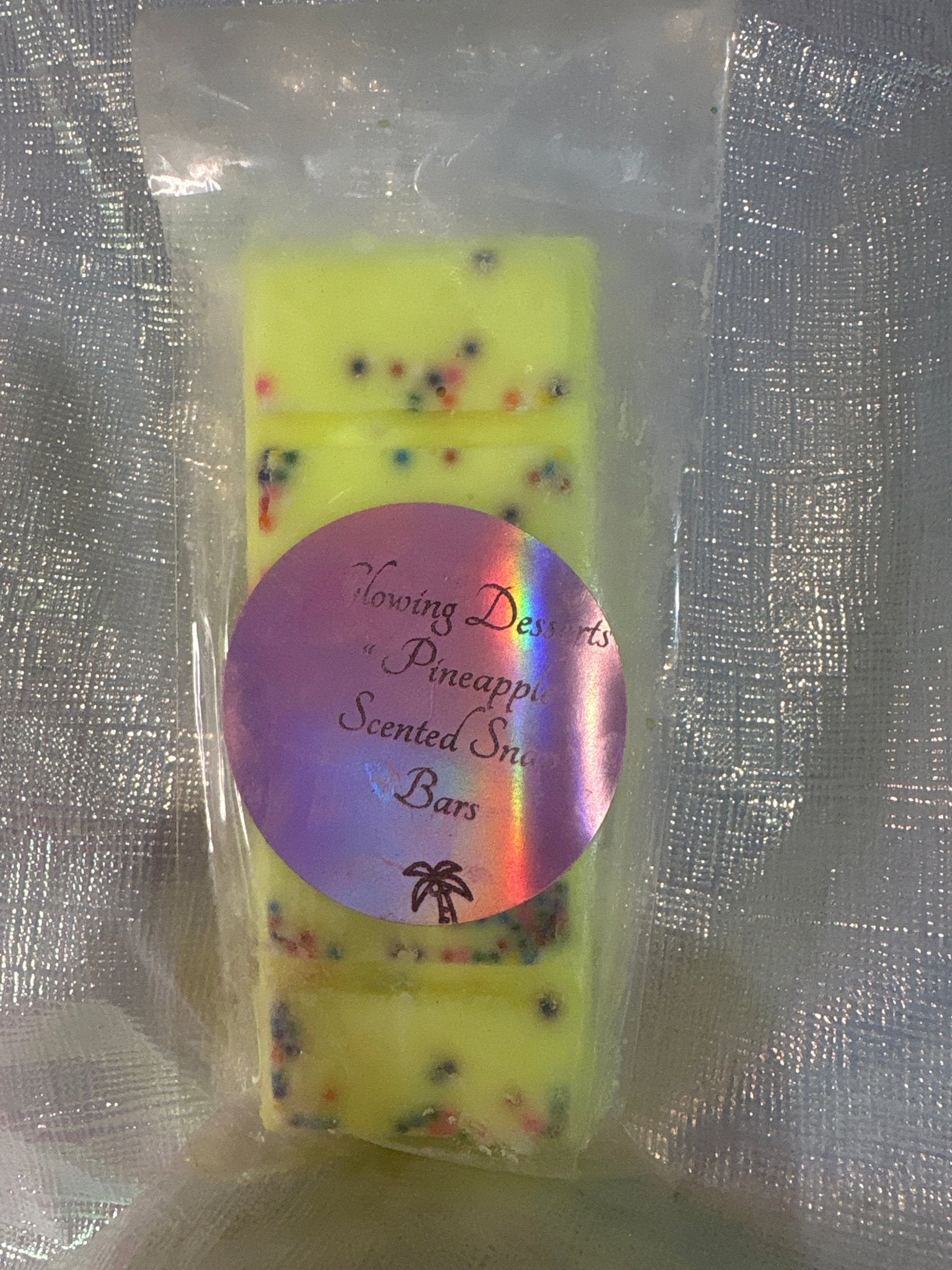 Pineapple scented snap bar wax melts with sprinkles - Glowing Dessert Candles